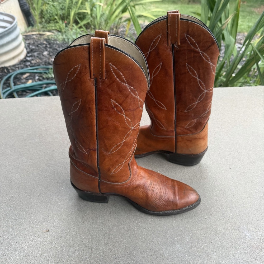 Vintage ACME Cowboy Boots Mens 10D Brown Leather USA Made - Picture 5 of 8